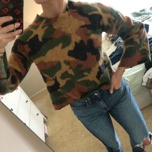 Madewell cropped camp bell sleeve sweater